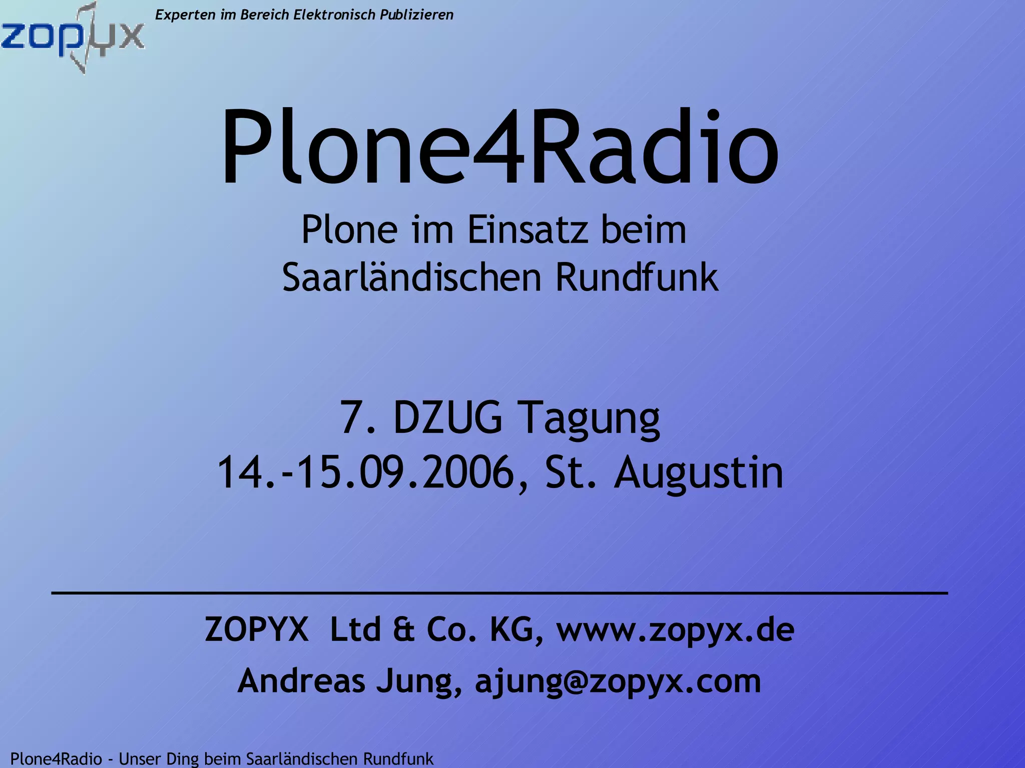 Slide 1 of 13 — D Z U G  Unser Ding