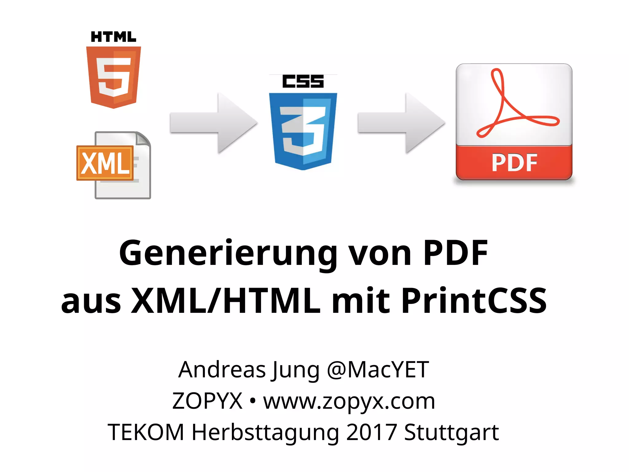 Slide 1 of 16 — Generierung von PDF aus XML/HTML mit PrintCSS