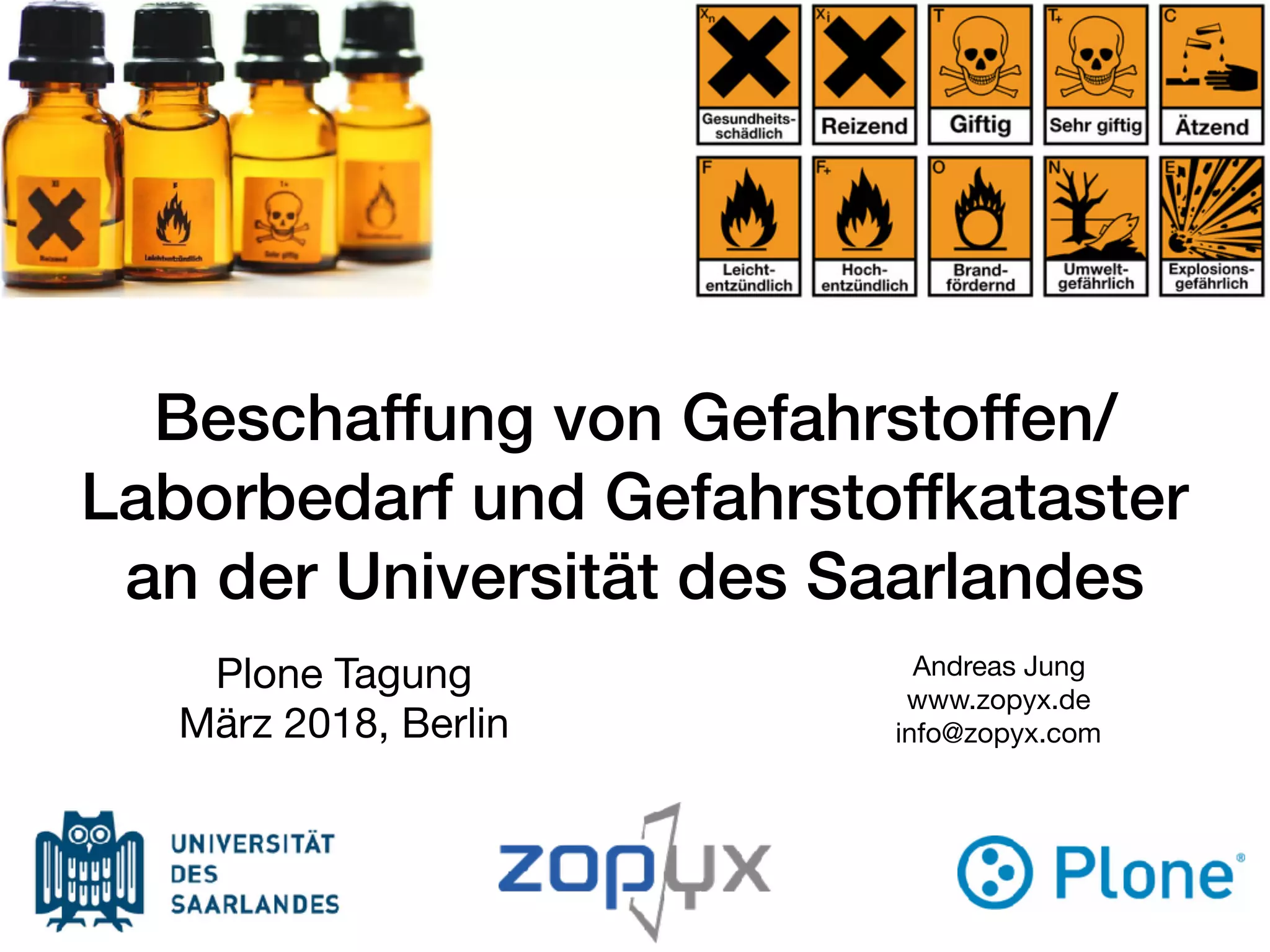 Slide 1 of 25 — Plone im Einsatz bei der Universität des Saarländes als Shop-System und Gefahrstoffkataster