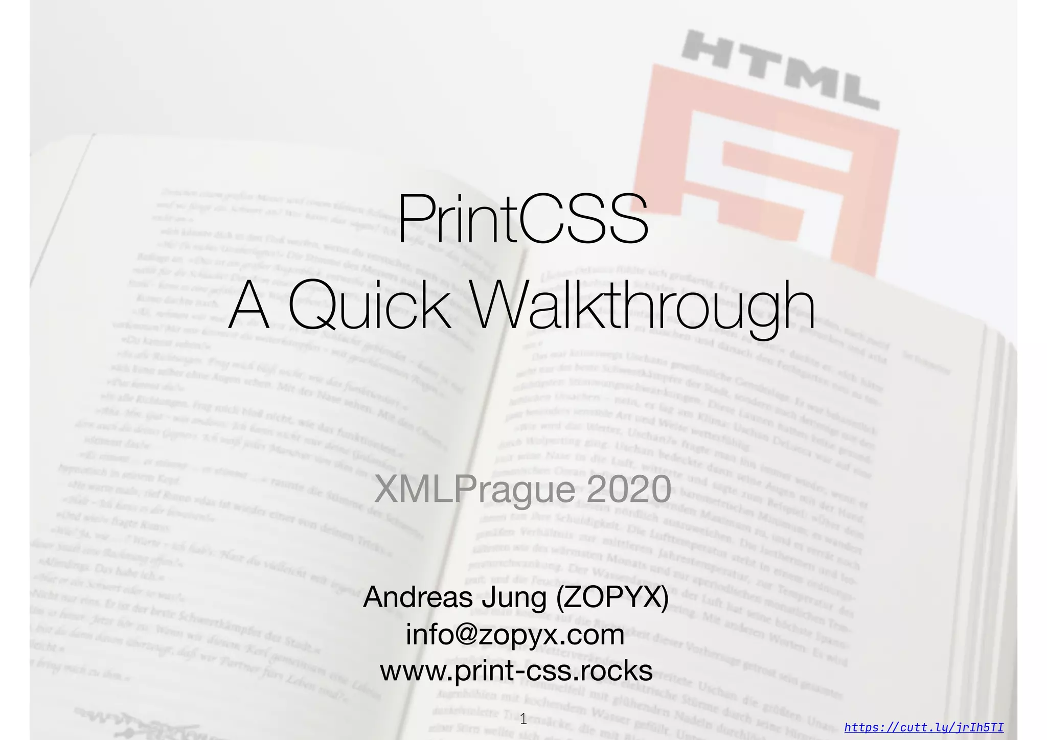 Slide 1 of 48 — PrintCSS workshop XMLPrague 2020